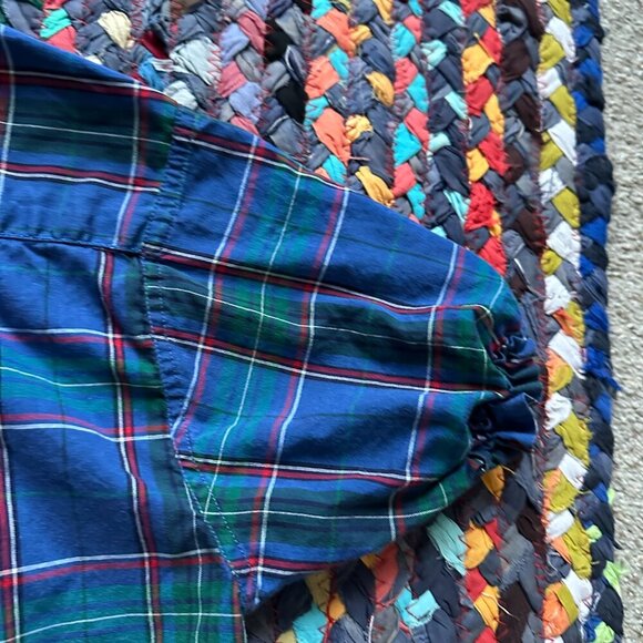 Vintage Handmade Blue Plaid Short Sleeve Button Up Blouse Women's SIze Medium - Picture 11 of 14